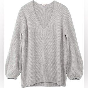 Cuyana Oversized V-Neck Sweater Ribbed Grey XS
